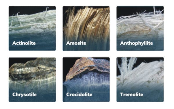 The six types of asbestos.